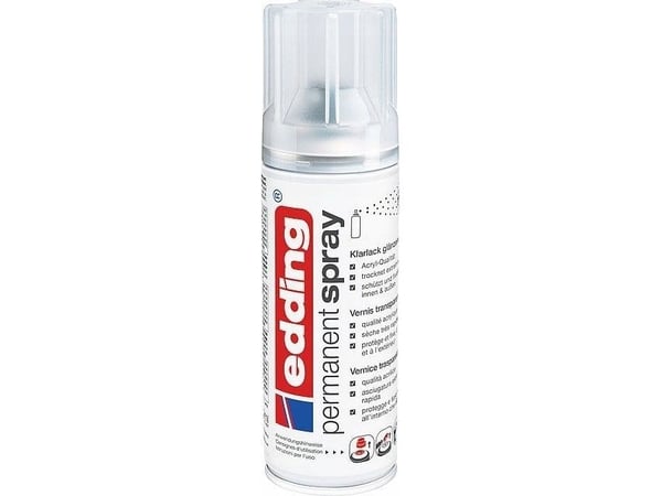 Edding permanent spray, fargeløs, sprayboks, hvit, glans, metall, tre, 200 ml