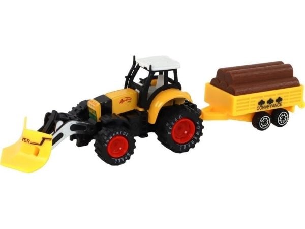 LeanToys Traktorin perävaunu Kaivinkone Bulldozer Maatalouskone Keltainen