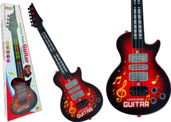LeanToys elektrisk gitar Stjernestrenger Fargerike lysdioder Rød