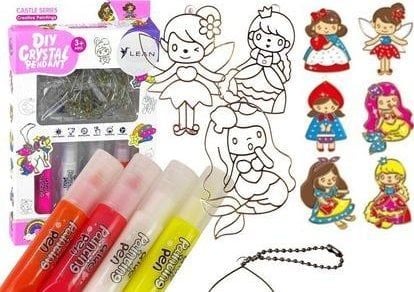 LeanToys Witraze hengende figurer til å male - holdbar farge, prinsesser, 6 stk.