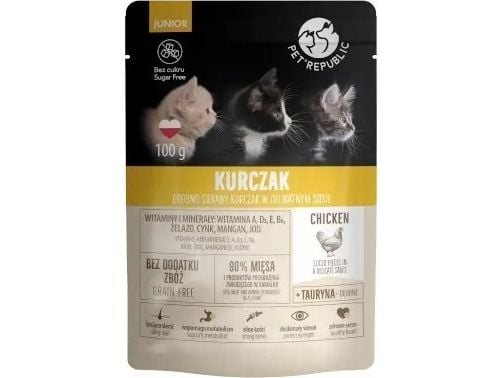 Pet Republic KOT porsjonspose 100 g JUNIOR kylling saus /24