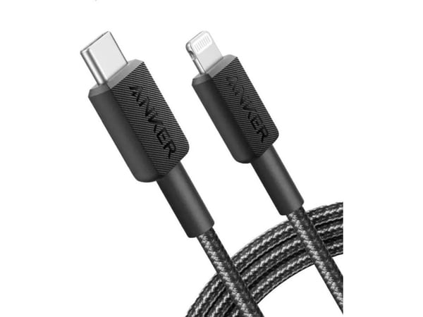 Anker 322, 0,9 m, Lightning, USB C, urosliitin, urosliitin, musta
