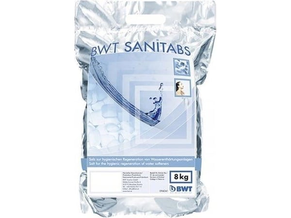 BWT Anvendes til Blødgøringsanlæggene: AQA life, AQA basic og Aquadial. 8kg sæk med Sanitabs