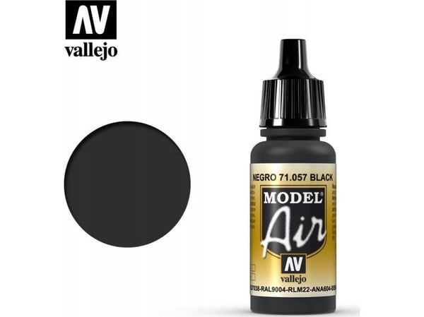 Vallejo 71.057, 17 ml, Sort, Matte, Flaske