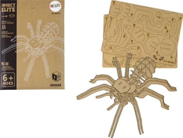 LeanToys trepuslespill 3D edderkopp - pedagogisk samlesett 31 deler