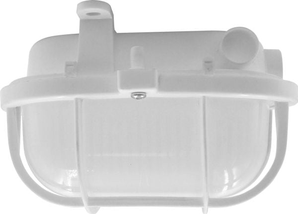 Taklampe Orno OVAL 7040T/P 40W E27 IP44 IK10, matt polywegglan, hvit