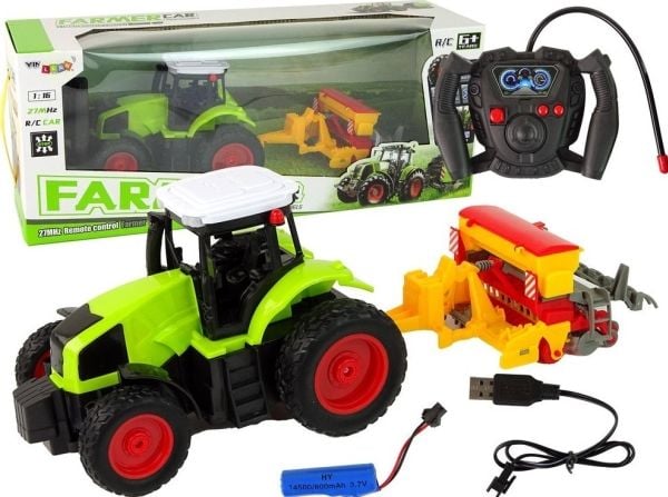 LeanToys Maatalousajoneuvo Traktori paalaimella R/C 1:16 Vihreä