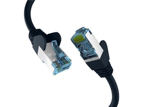 EFB-Elektronik RJ45 PATCH KABEL med Cat.7 råkabel RAW KABEL SORT 0,15m S/FTP PIMF nettverkskabel LAN DSL Produsent: EFB Elektronik (EC020200147)