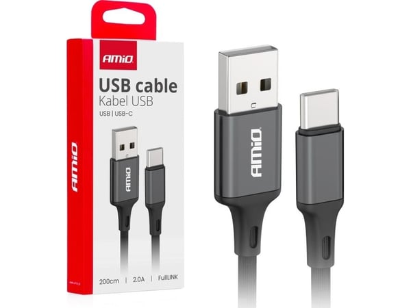 USB-kabel AMiO USB-A til USB-C 2 m svart