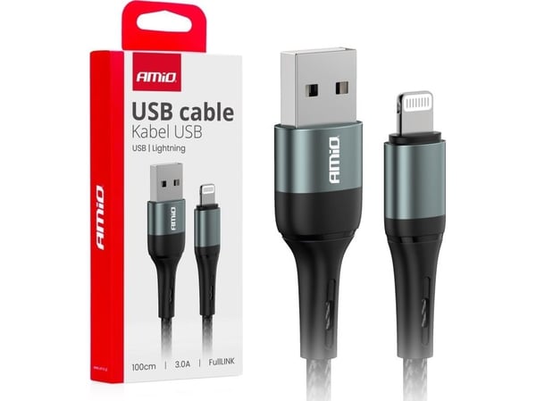 USB-kabel AMiO USB-A til Lightning 1 m svart