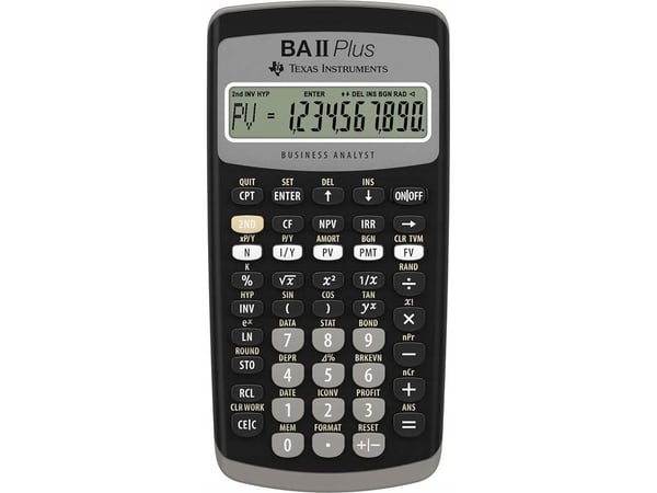 Finansregner Texas BA-II Plus, sort, 10 cifre