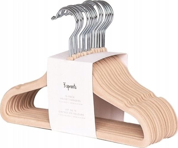3 Sprout Velour-ripustin (15 kpl), pähkinäpunainen