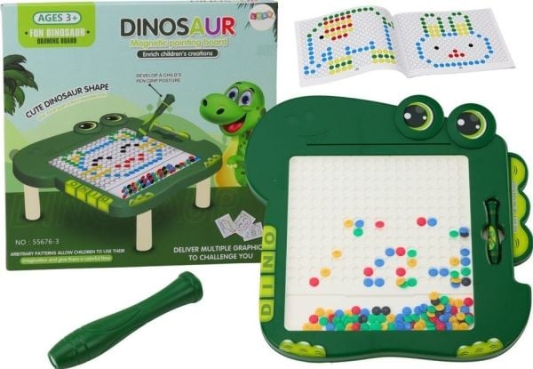 LeanToys magnetisk læringstavle Dino puslespill, grønne perler