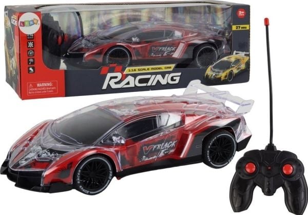 LeanToys Auto sport-RC 1:16, fjernstyrt, røde lys