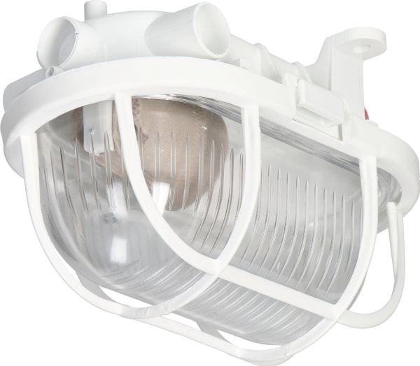 Orno OVAL-7040T/P taklampe 40W E27 IP44 IK10 klar polykarbonat skjerm hvit