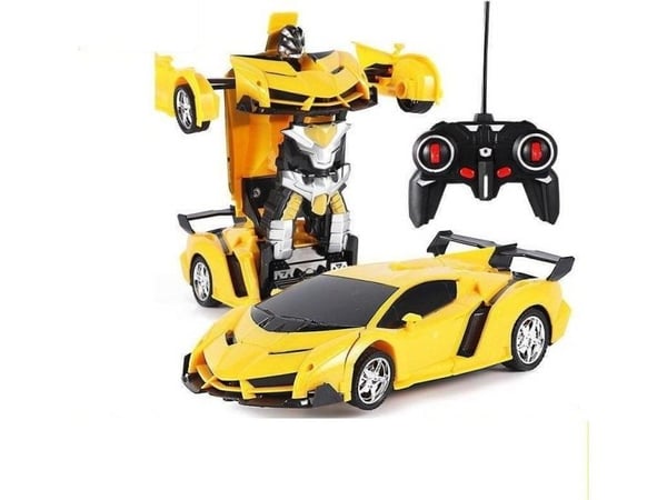 LeanToys Auto Robot 2-i-1 Pilot R/C Lys Lyd Drift Gul