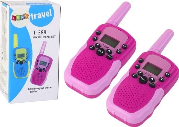 LeanToys walkie talkie, rosa, 3 km räckvidd, för barn