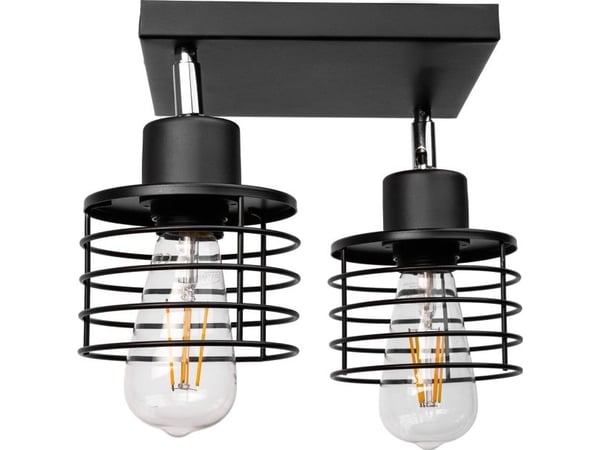 Upphängd lampa Orno ISLA vägg- och taklampa, max 2x60W, E27, svart, kvadratisk sockel