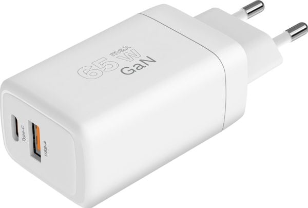 Kruger&Matz lader Kruger&Matz 65 W GaN vegglader med Power Delivery og Quick Charge funksjon