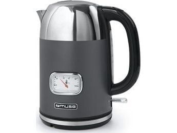 Muse MS-020 DG, 1,7 l, 2200 W, Grå, Rustfritt stål, Rustfritt stål, Vannivåindikator, Trådløs