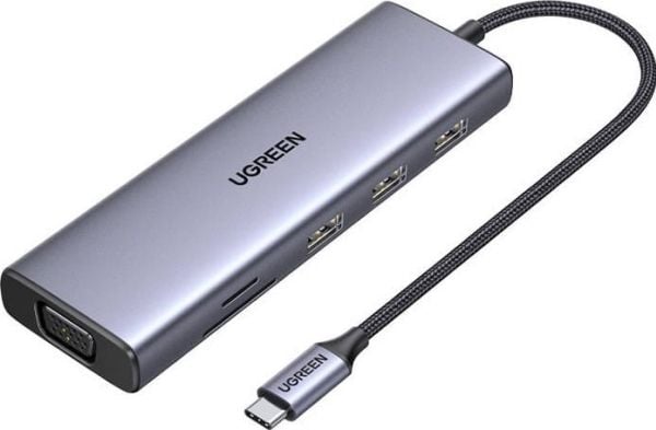 Ugreen - Dokkingstasjon - for bærbar, bærbar, smarttelefon - USB-C - HDMI, VGA - 1GbE
