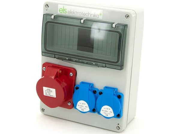 ELS Elektrotechnika Rakennuskytkinlaite 16A/5 + 2*GS 230V, seinäasennuskotelo, varustamaton, 8NO210