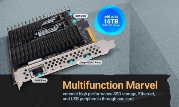 Sonnet McFiver Dual M.2 NVMe SSD 10GbE USB-C PCIe Karte - PCI ( G10E-USBC-M2-E )