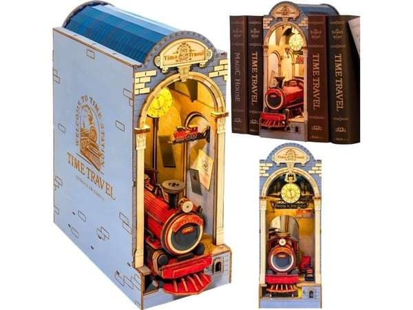 Robotime ROBOTIME Sammenleggbar tre 3D LED-modell - Book Nook Time Travel