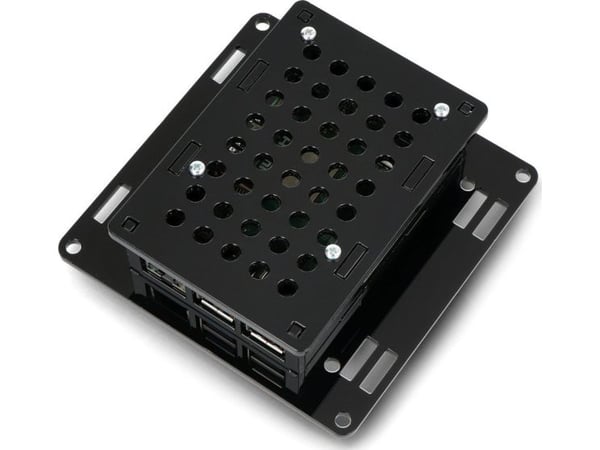 Gravlaser-kabinett for Raspberry Pi 5 Vesa v2 for montering på skjerm - svart