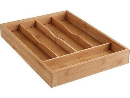 5five bestikkinnsats til skuff: 5 rom, bambustre, 34 x 25 x 4,5 cm