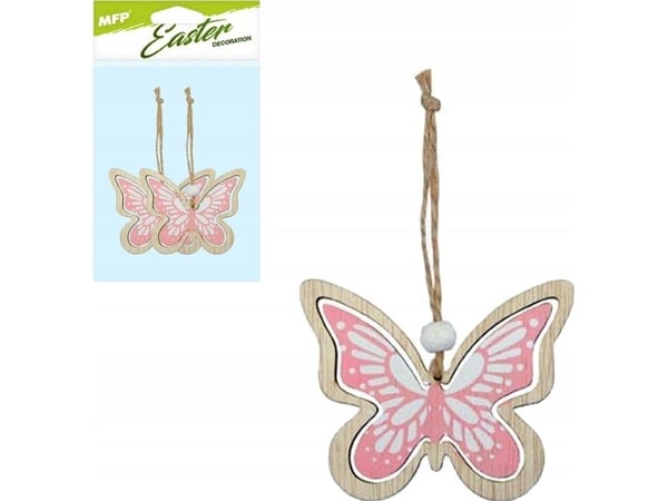 Treanheng sommerfugler rosa 2 stk 7 cm