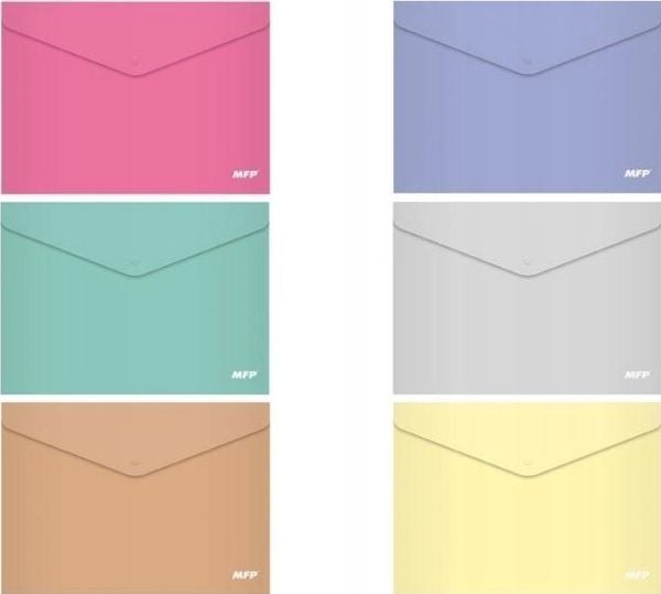 MFP papirmappe konvolutt med trykklås A4 PP pastell mix 5370960