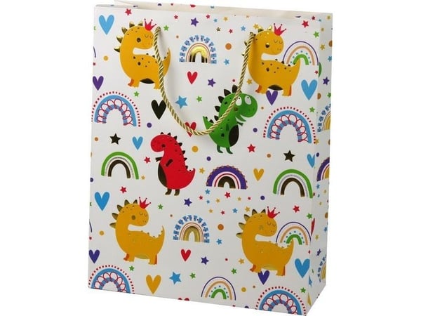 LeanToys Gavepose Fargerike Dinosaurer Regnbue 32 cm x 26 cm x 10 cm