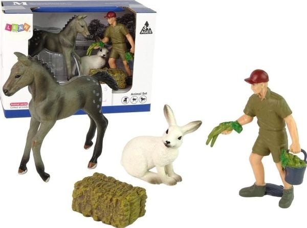 LeanToys Figurer Dyr Hest Gråharebonde