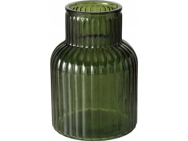 Boltze Glassvase RELEA, grønn, rillert glass, 20 cm