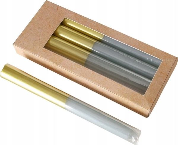 Boltze fargede lys med holder i gull, 4 stk Boltze fargede lys med holder i gull, 4 stk