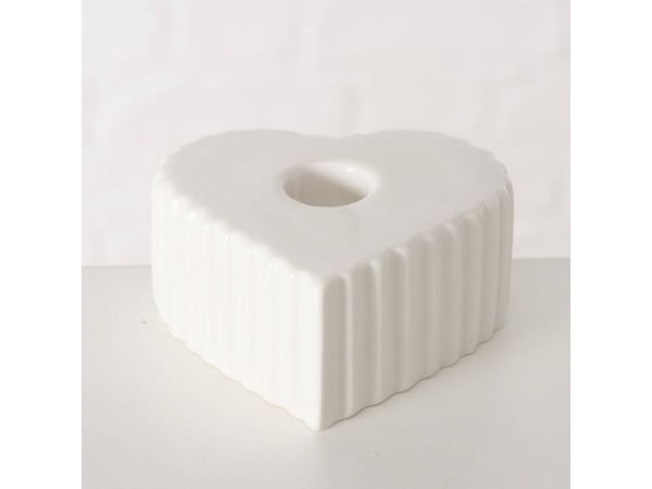 Boltze keramisk lysestake for et langt hjerteformet lys ANIMA, 4 x 9 cm