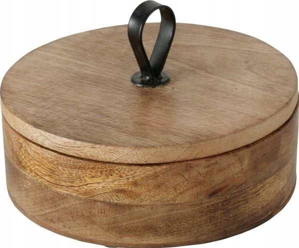 Boltze rund boks KABIR, mangotre, Ø 19 cm