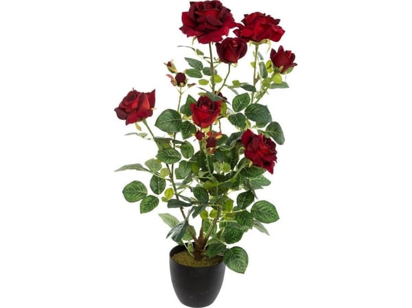 Atmosphera kunstig rose i potte KRZEW RÓZY, 74 cm, rød