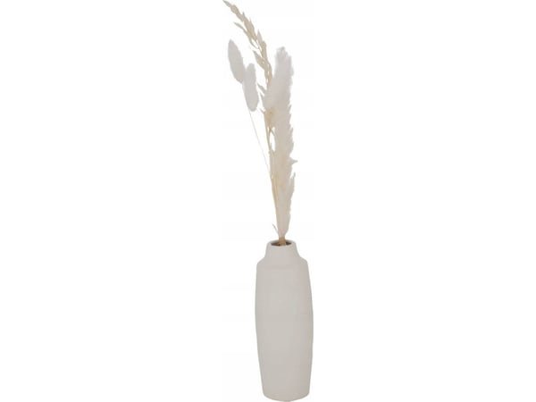 Boltze dekorativ vase i porselen Bianca, tørkede blomster, høyde 16 cm