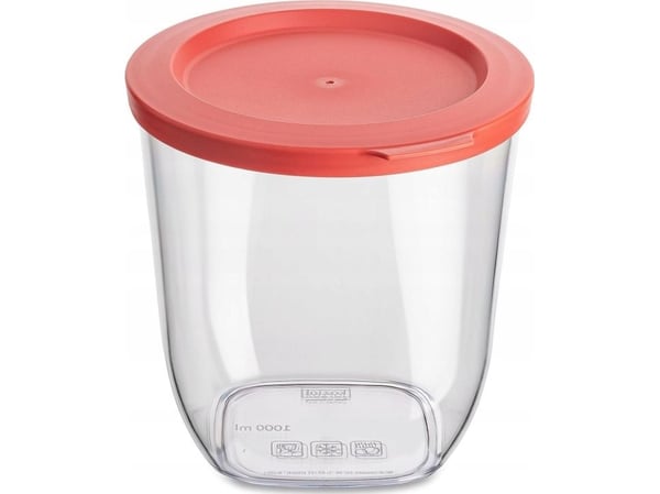 koziol 4061704, Yleissäiliö, 1 L, Koralli, Läpinäkyvä, Irrotettava kansi, 125 mm, 132 mm