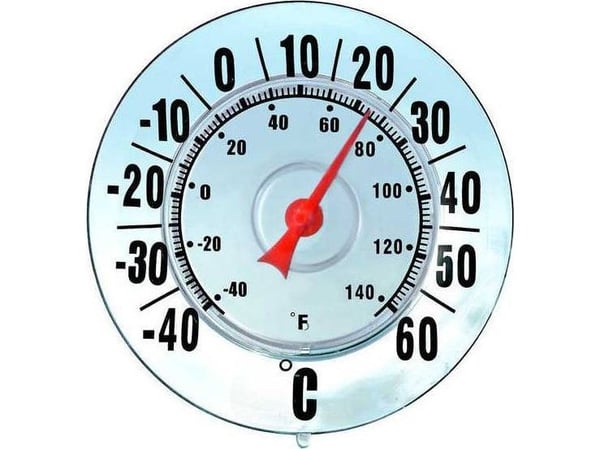 Maximex temperaturmåler for rom/ute, montering uten boring, Ø 18 cm