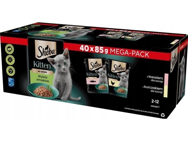 Sheba våtfoder kattungar, smakmix i sås 85 g x 40 st