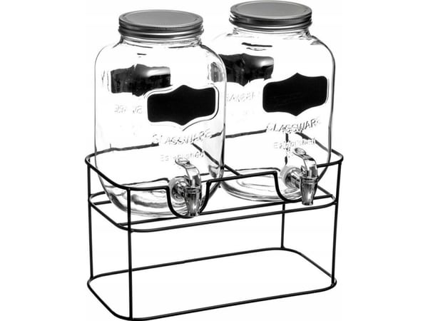 Secret de Gourmet dobbel drikkedispenser på stativ, 4L x 2 stk i sæt