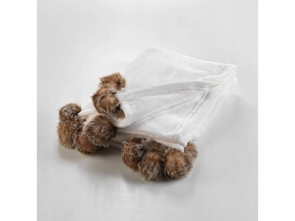 Douceur d`Interieur mykt teppe SNOWY med dusker/pomponer, 125 x 150 cm