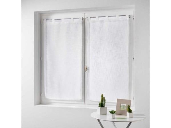 Douceur d`Interieur HALTON kort kjøkkengardin, 60 x 160 cm, hvit, 2 stk.