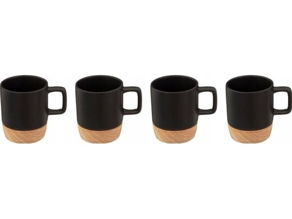 Secret de Gourmet krus i keramikk med bambusunderlag 4 stk à 120 ml