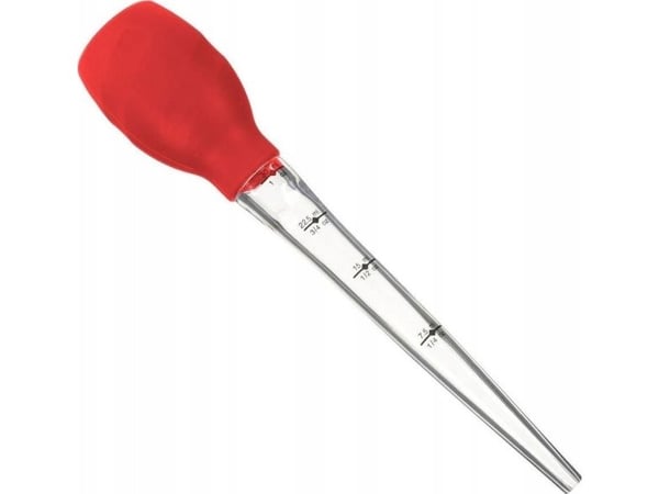Secret de Gourmet pipett för kött, glas med silikonhandtag, grå