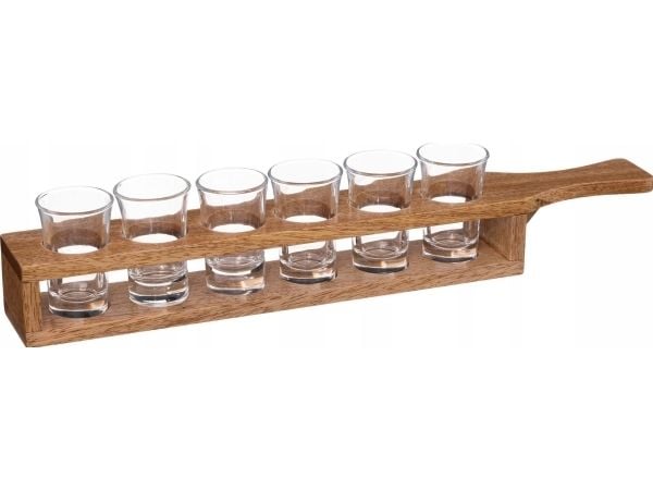 Secret de Gourmet Drikke serveringsbrett, tre, 6 glass