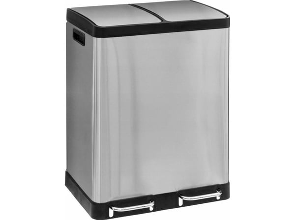 Søppelbøtte 5five dobbeltkammer Ariane, rustfritt stål, med pedal, 2 x 30 l